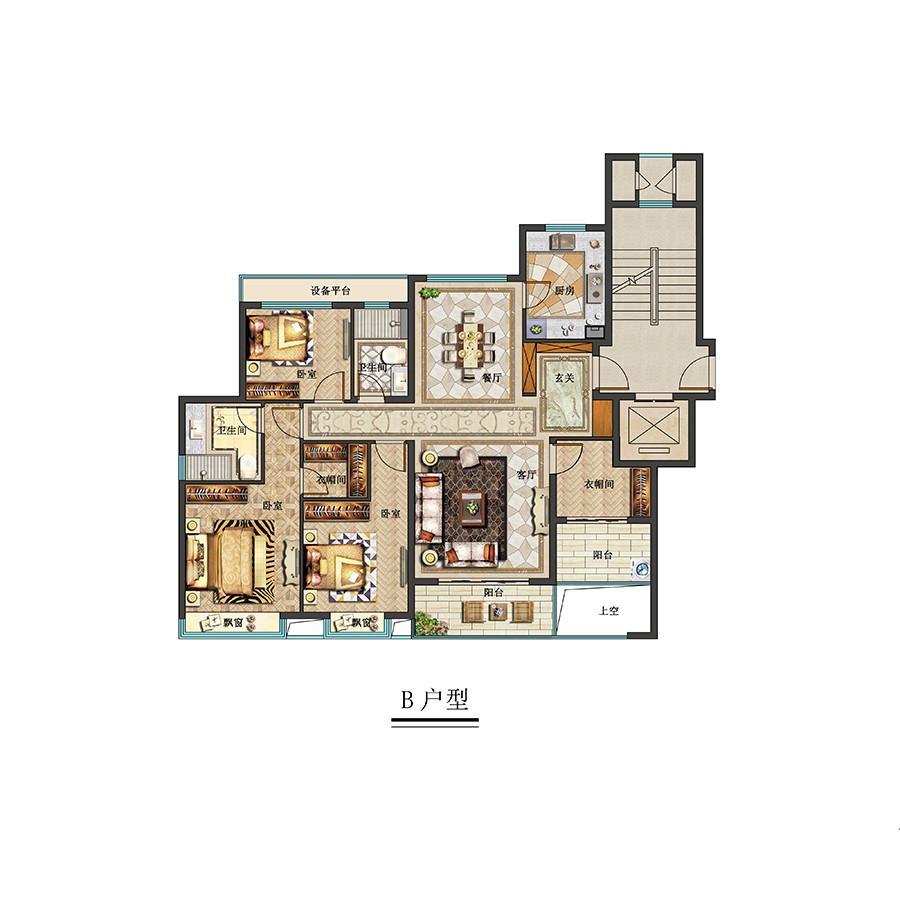 B戶型 建筑面積：135㎡